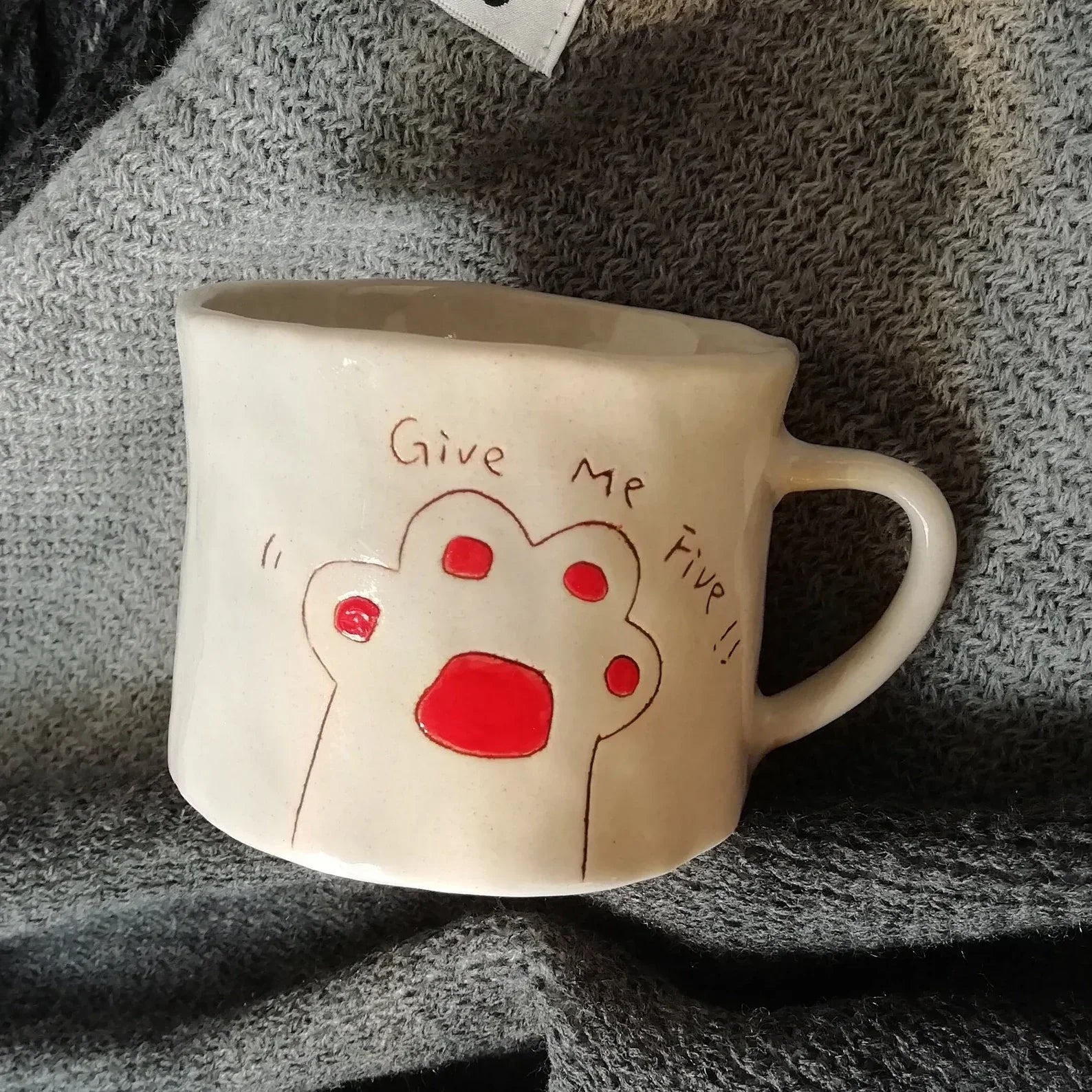 Handmade Ceramic Cat Cup: Personalized Coffee Gift For Cat Mom (7oz)