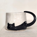 Handmade Ceramic Cat Coffee Mug with Tail Handle – 280 ml (9.5 oz)